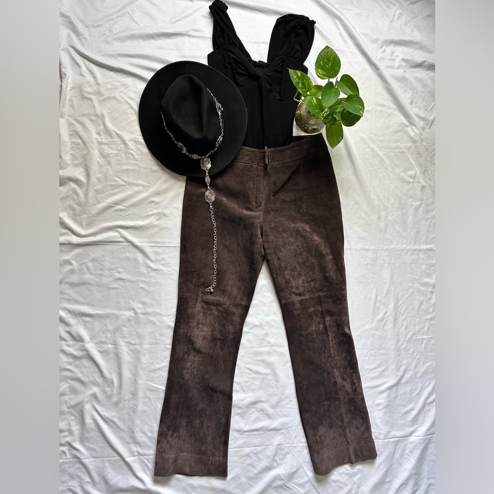Vintage dark brown Washable Suede Fully Lined Women's Straight Leg Pants Size 8